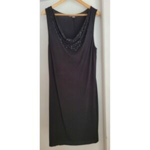 Tommy Bahama Womens Dress XL Black Viscose Blend Knee Length Embellished LBD